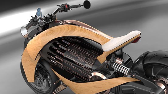 Moto eléctrica esculpida con madera llegará al mercado en 2020